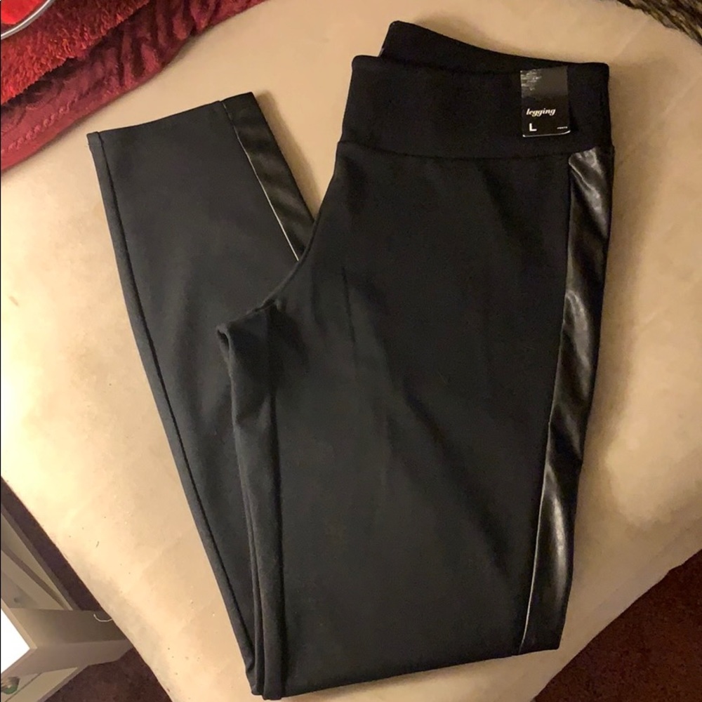 New York and Company leggings with leather trim